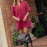 Uptown Darling Denim Mini Dress in Wine Image - 1