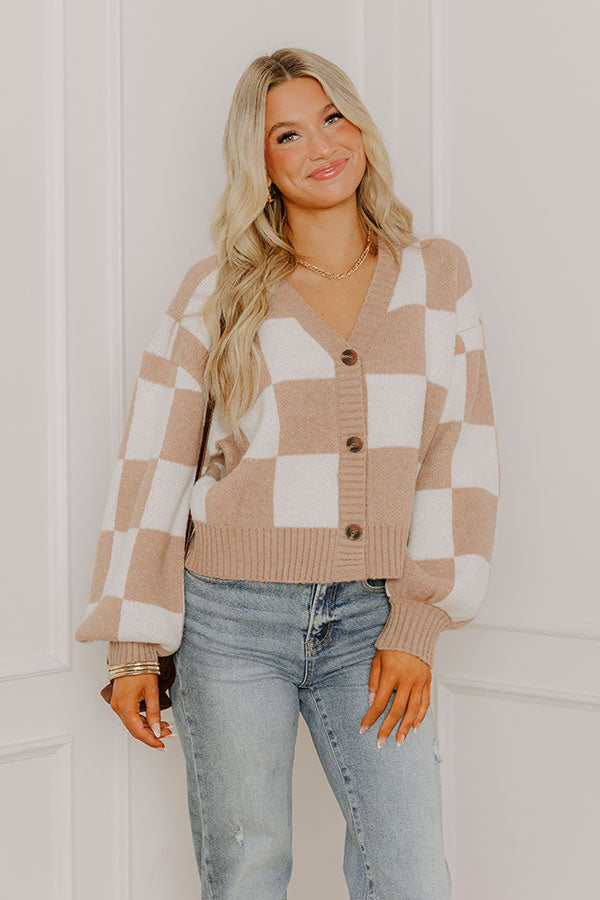 Style Check Knit Cardigan Image 1