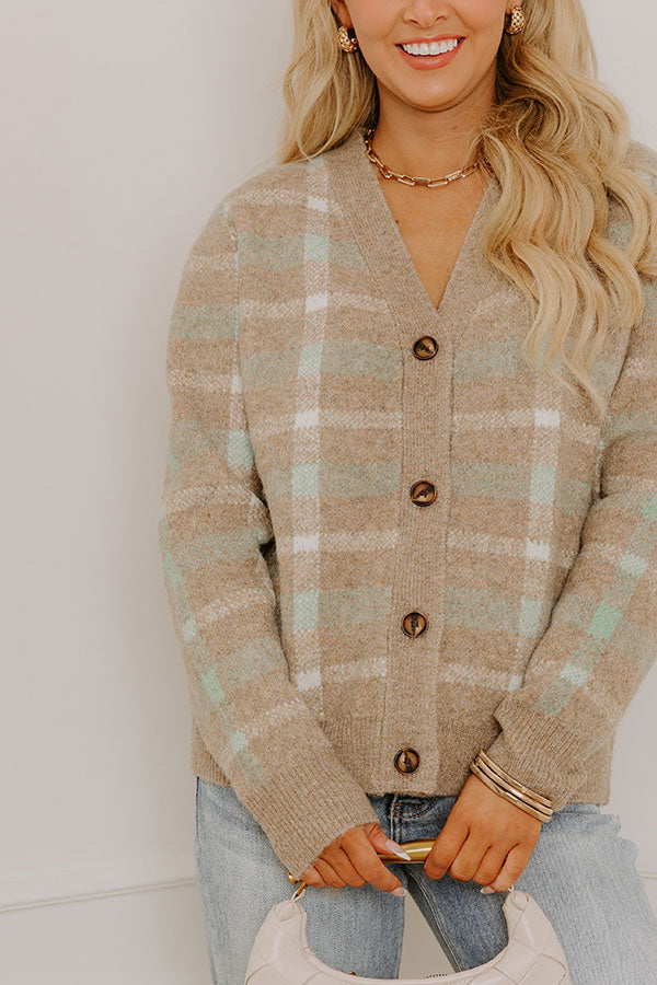 Crisp Air Plaid Knit Cardigan Image 2