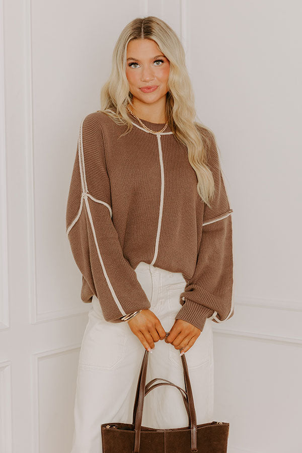 The Cozy Edit Knit Sweater in Mocha Image 3