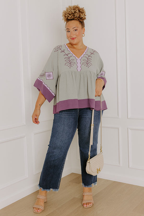 Wanderlust Whispers Floral Embroidered Top Curves  Image 1