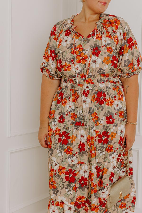 Harvest Charm Floral Midi Dress Curves Image 4