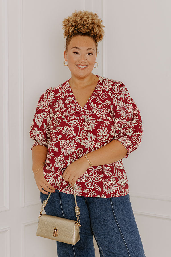 Mystic Garden Floral Top In Sangria Curves Image 1