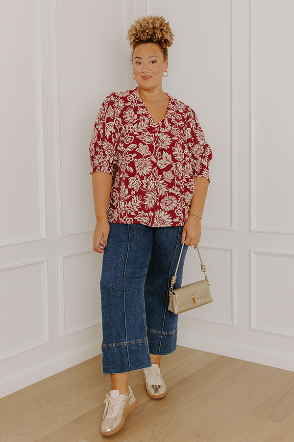 Mystic Garden Floral Top In Sangria Curves Image 2