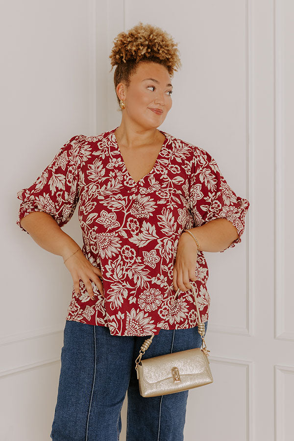 Mystic Garden Floral Top In Sangria Curves Image 4