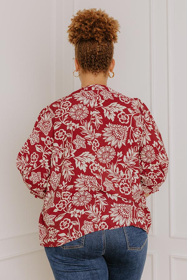 Mystic Garden Floral Top In Sangria Curves Image 5