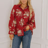 Harvest Bloom Floral Button Up Top in Brick Red Image 1