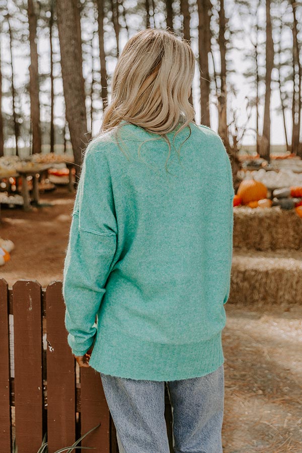 Cozy Embrace Oversized Knit Sweater in Light Jade Image 4