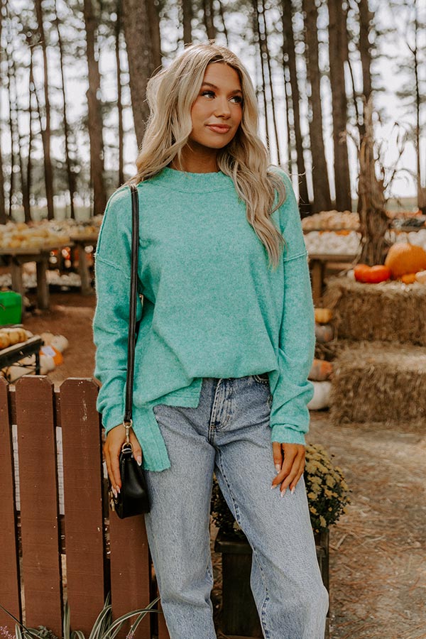 Cozy Embrace Oversized Knit Sweater in Light Jade Image 1