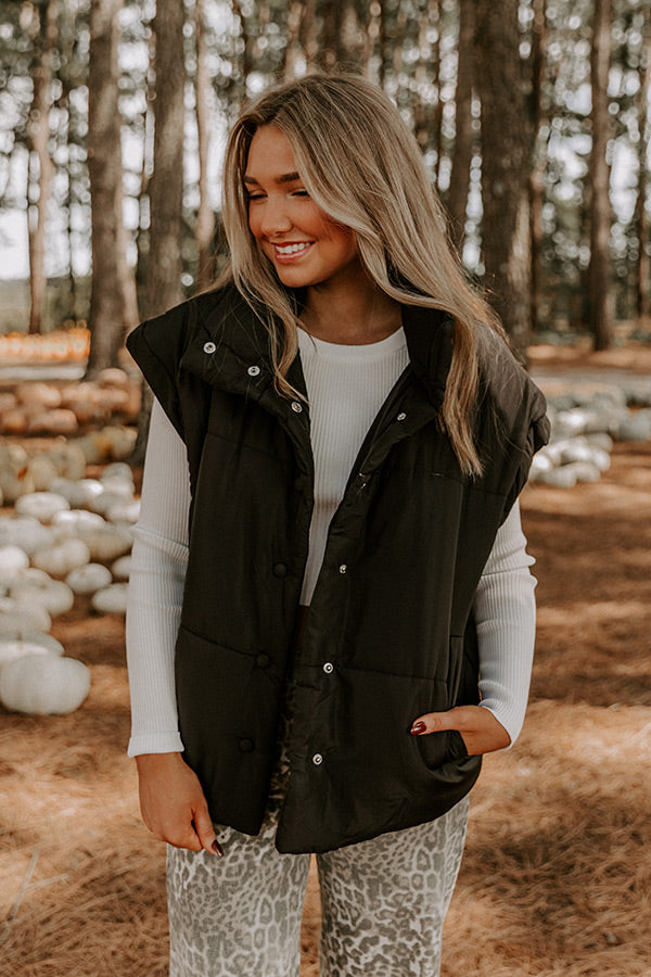 Brisk Stroll Puffer Vest in Black Image 3