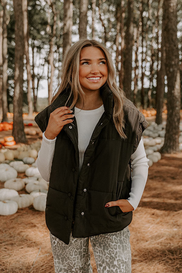 Brisk Stroll Puffer Vest in Black Image 1
