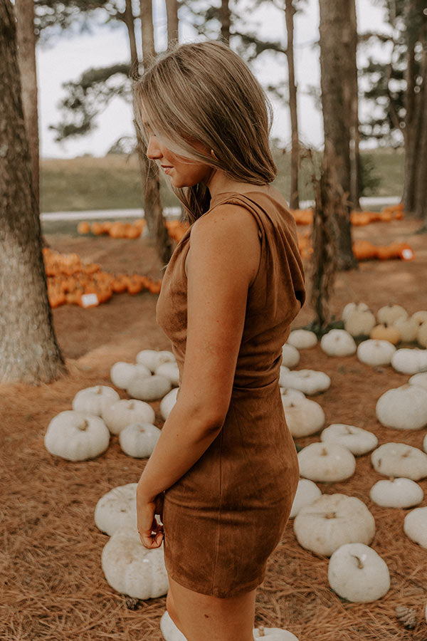 City Nights Faux Suede Asymmetrical Mini Dress