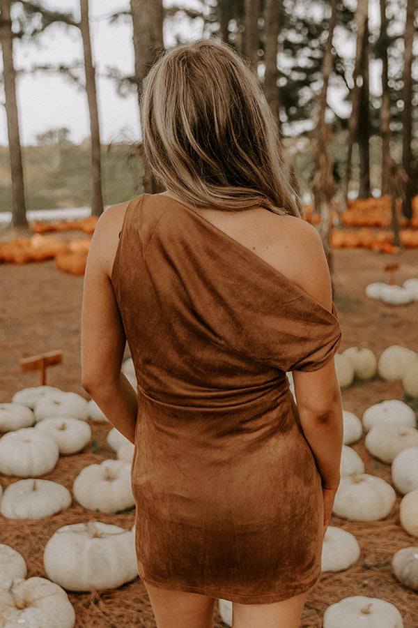 City Nights Faux Suede Asymmetrical Mini Dress