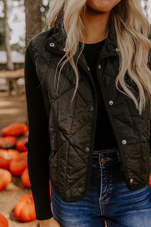 Morning Dew Quilted Vest in Black Image 4