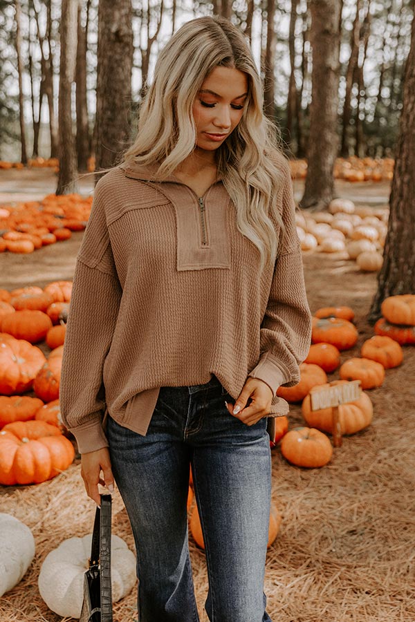 Cafe Chic Knit Quarter Zip Top Image 1