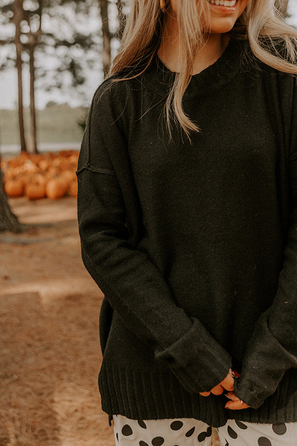 Cozy Embrace Oversized Knit Sweater in Black Image 4