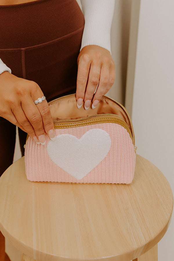Shiraleah Heart Knit Cosmetic Pouch Image - 2
