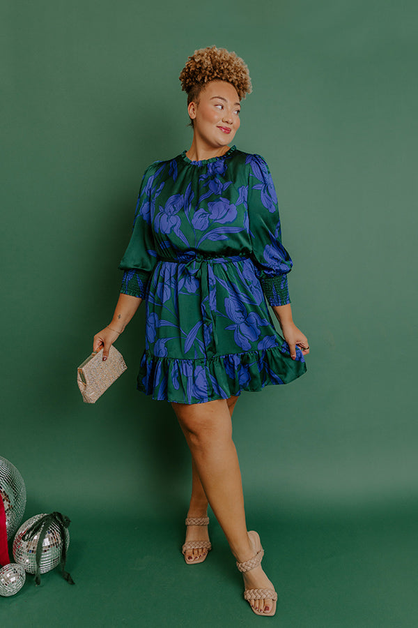 Rooftop Cocktails Floral Satin Mini Dress Curves Image - 1