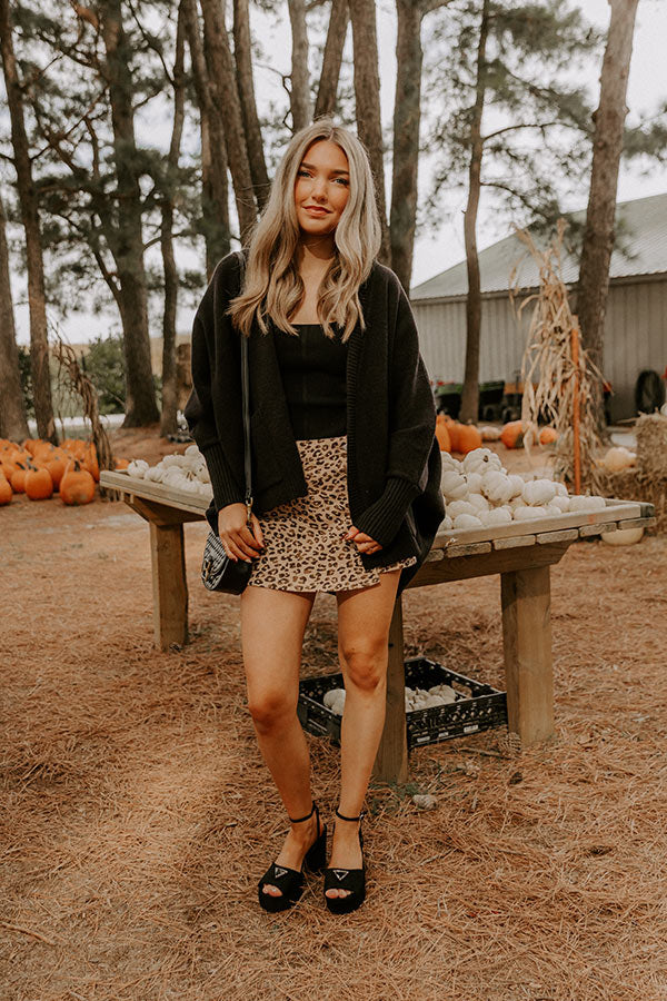 Cuddle Charm Oversized Knit Cardigan in Black Image 3
