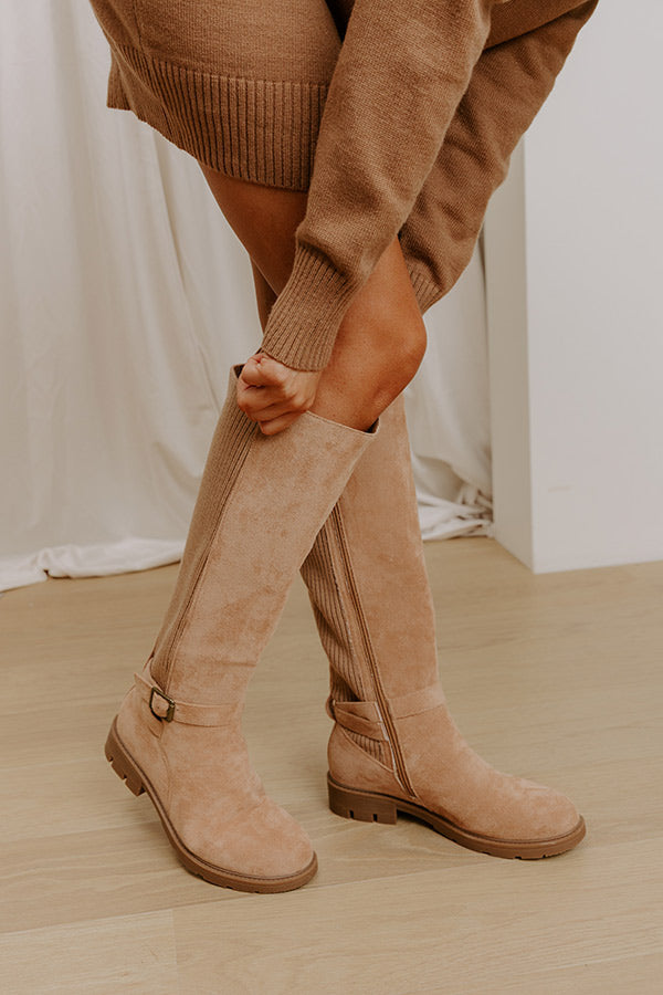 Hay There Faux Suede Knee High Boot in Iced Latte Image 1