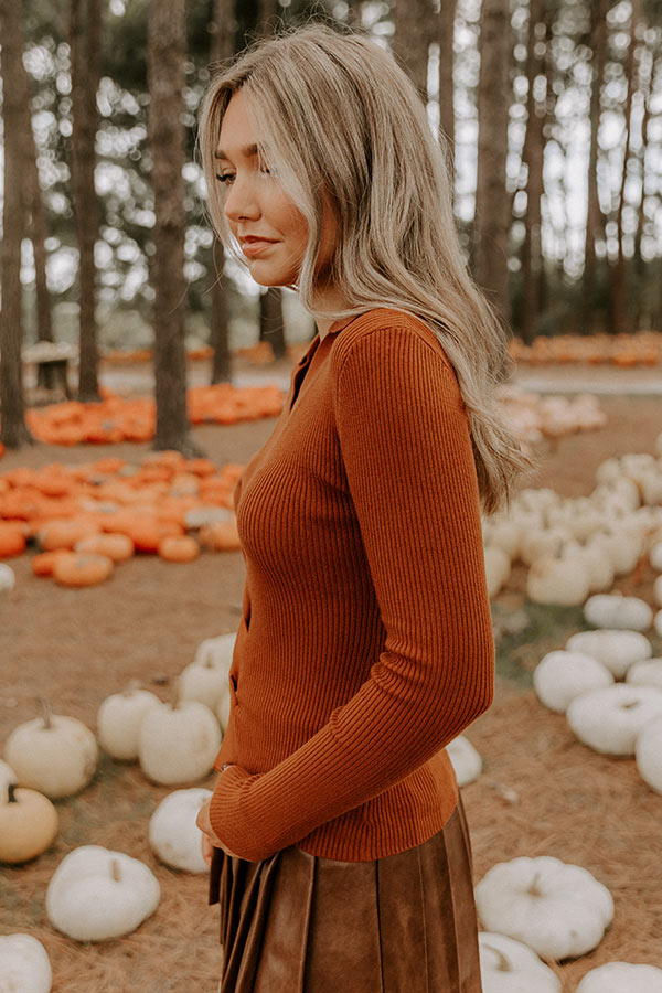 Madison Square Cutie Ribbed Top in Rust Image 4