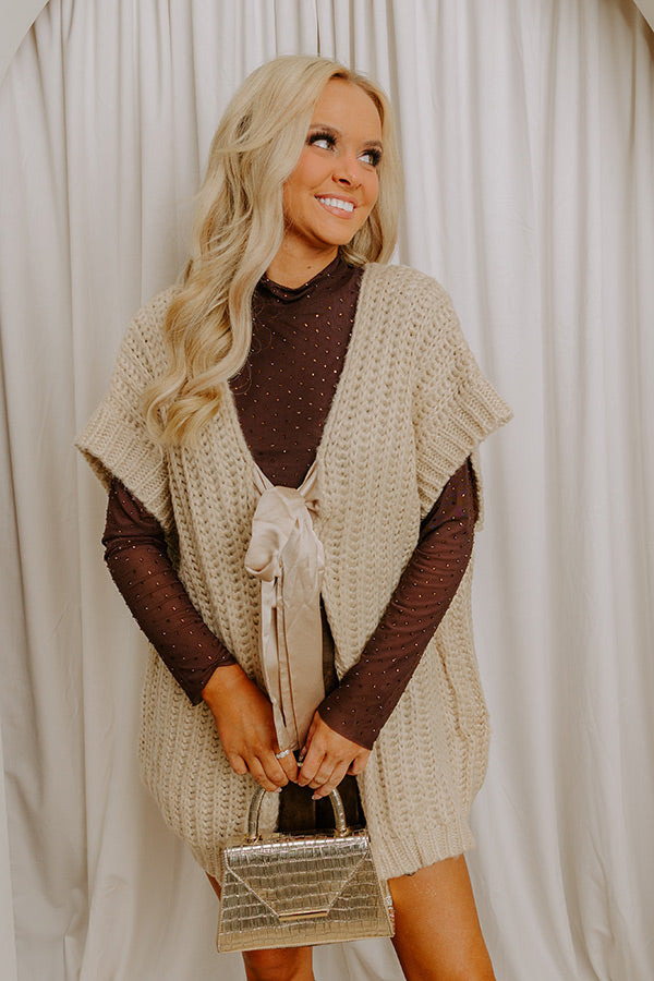 Cuddle Cloud Oversized Knit Cardigan in Beige Image 5