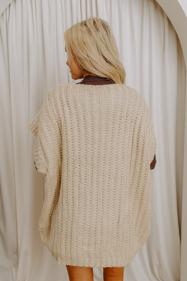 Cuddle Cloud Oversized Knit Cardigan in Beige Image 4