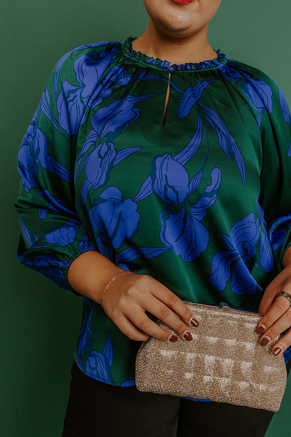 Whispered Floral Satin Top Curves Image - 5