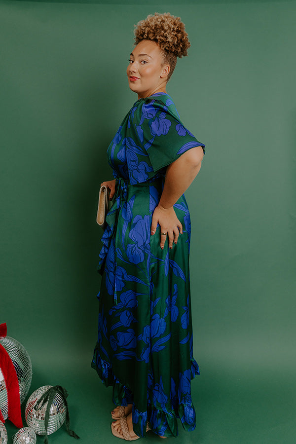 Whispered Florals Satin Wrap Maxi Dress Curves Image - 5