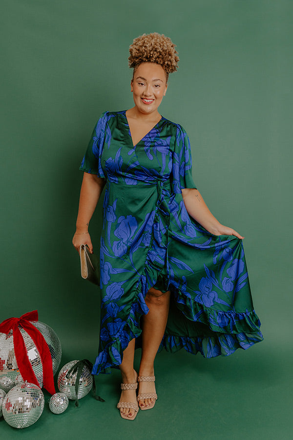 Whispered Florals Satin Wrap Maxi Dress Curves Image - 1