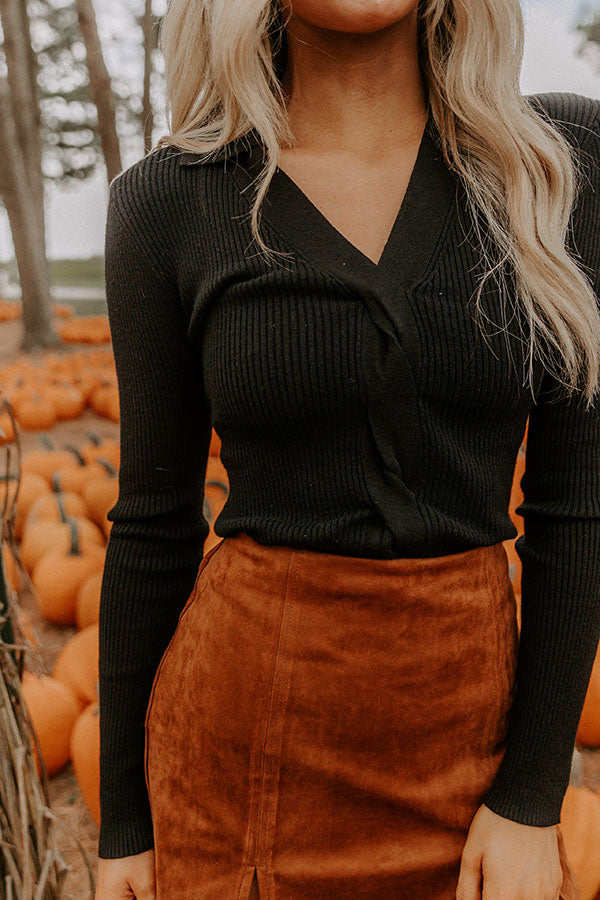 Madison Square Cutie Ribbed Top in Black Image 3