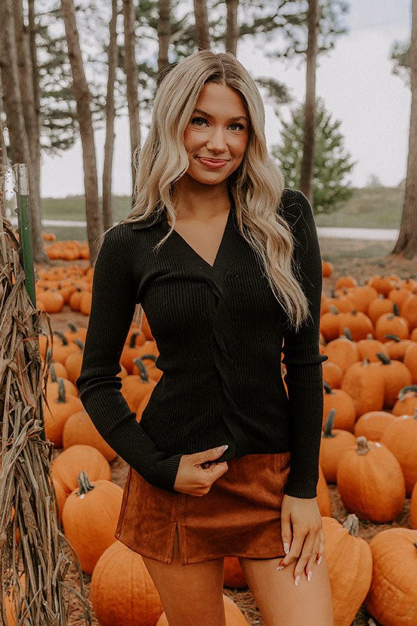 Madison Square Cutie Ribbed Top in Black Image 2