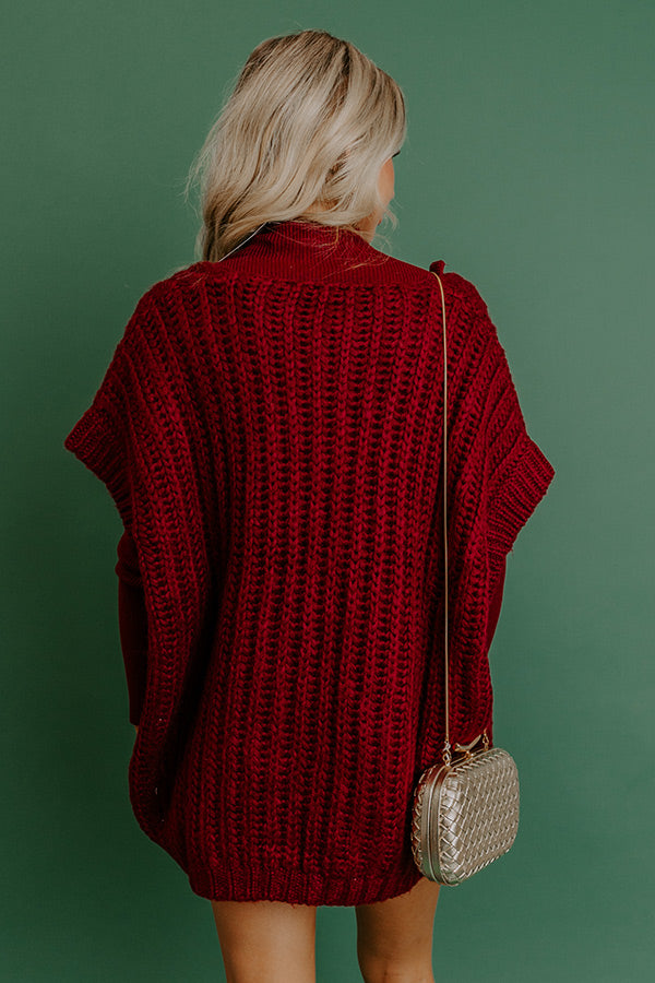 Cuddle Cloud Oversized Knit Cardigan in Wine Image 5