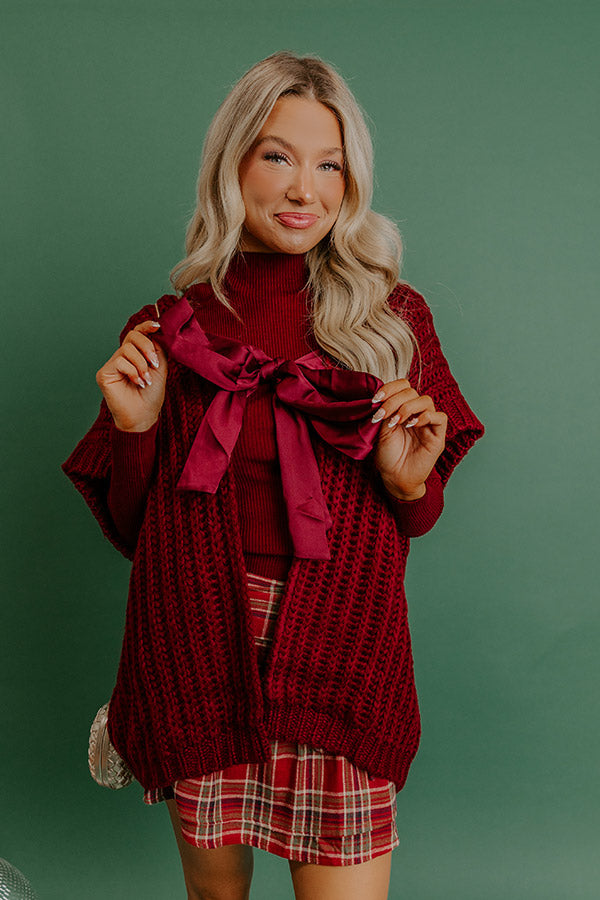Cuddle Cloud Oversized Knit Cardigan in Wine Image 1