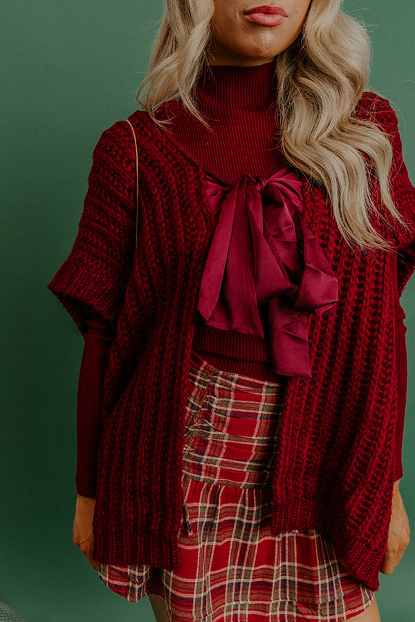 Cuddle Cloud Oversized Knit Cardigan in Wine Image 4