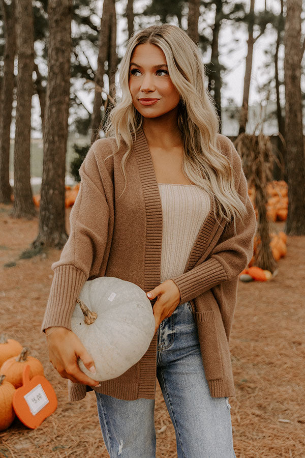 Cuddle Charm Oversized Knit Cardigan in Mocha Image 1