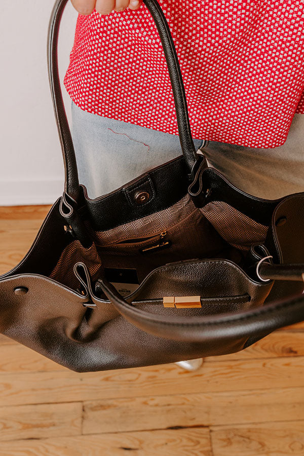 Kaia Faux Leather Tote in Black Image - 3