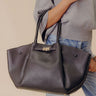 Kaia Faux Leather Tote in Black Image - 1
