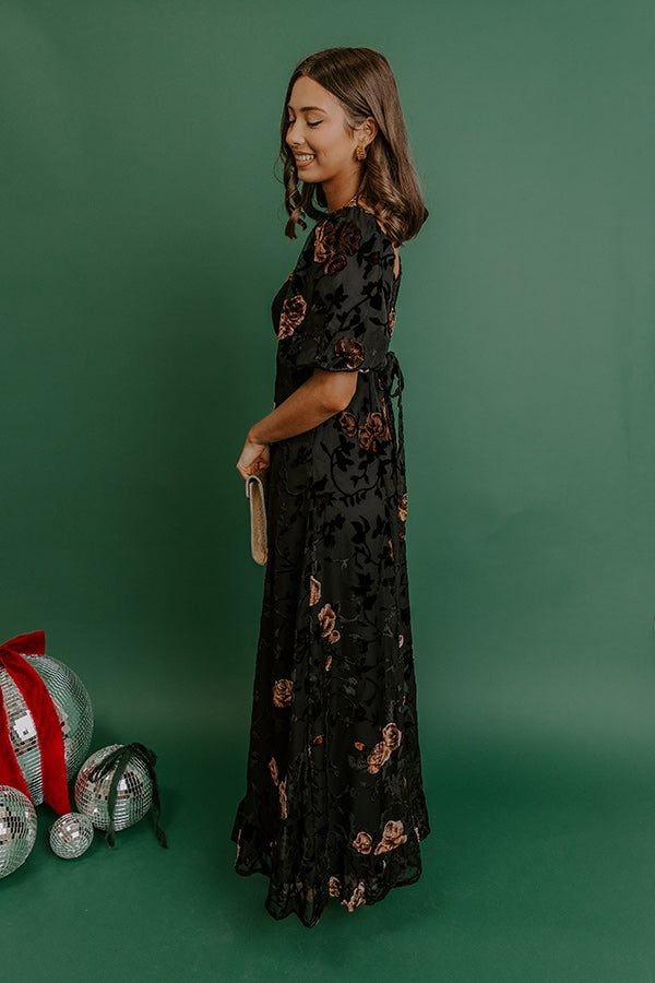 Brownstone Bliss Velvet Burnout Maxi Dress in Black Image - 4