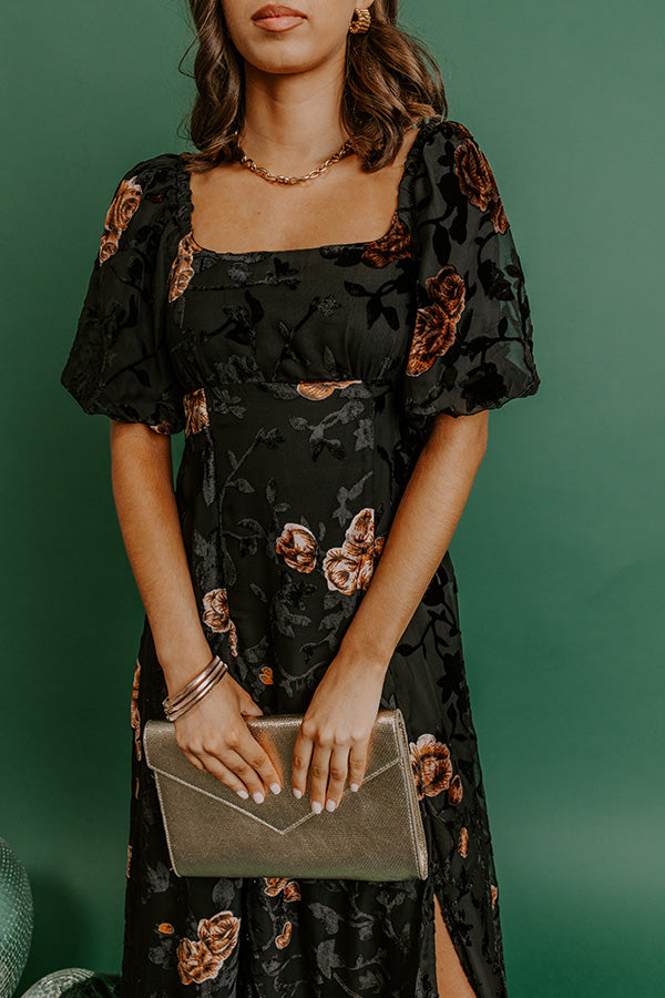 Brownstone Bliss Velvet Burnout Maxi Dress in Black Image - 3