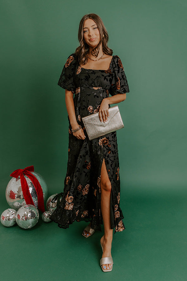 Brownstone Bliss Velvet Burnout Maxi Dress in Black Image - 1