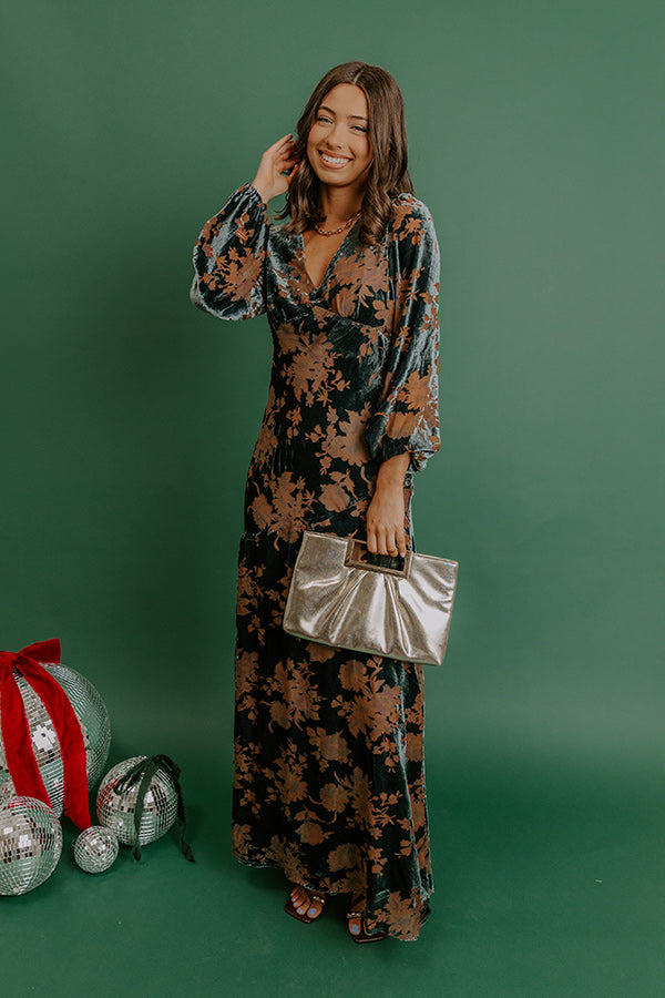 Poised Romance Floral Velvet Burnout Maxi Dress in Slate Image - 1