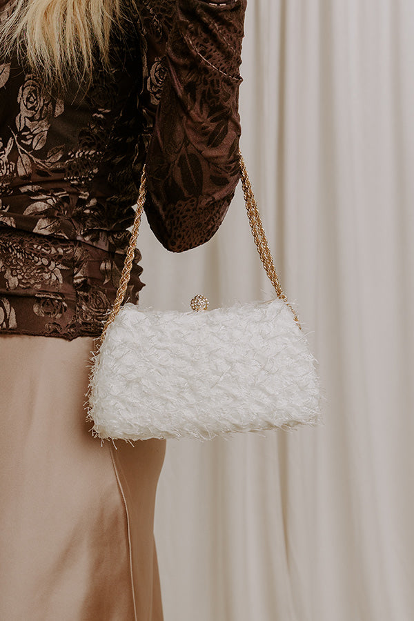 Maxi Ruffle Evening Purse in Ivory Image 1