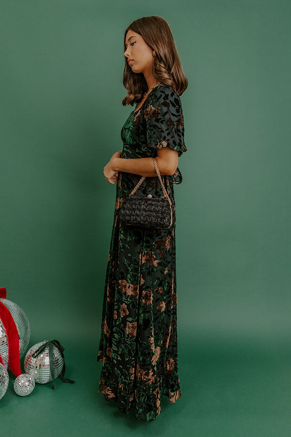 Brownstone Bliss Velvet Burnout Maxi Dress in Green Image - 5