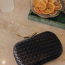 Allison Faux Leather Woven Clutch in Black Image - 1