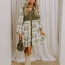 Harvest Charm Floral Mini Dress in Olive Image 1