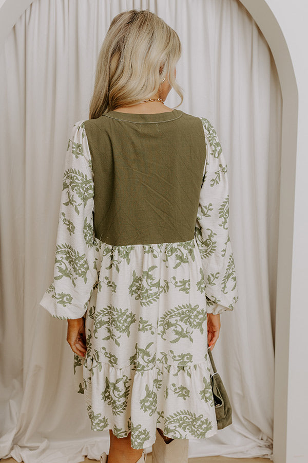 Harvest Charm Floral Mini Dress in Olive Image 5