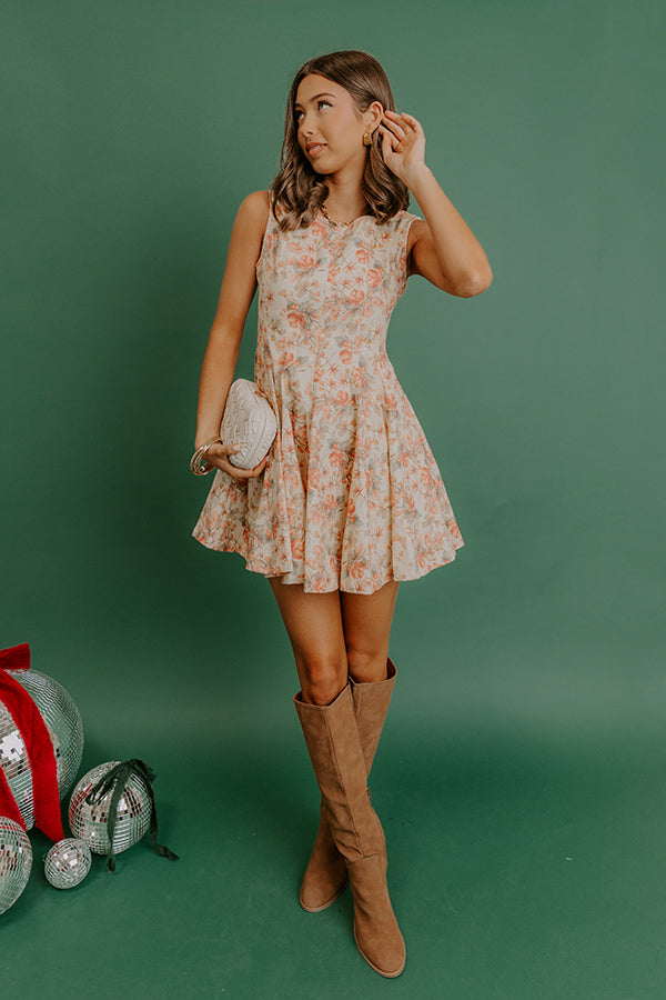 Heart Flutters Floral Denim Mini Dress Image - 2