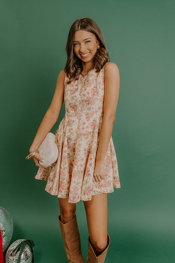 Heart Flutters Floral Denim Mini Dress Image - 4