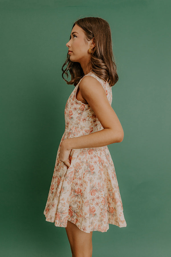 Heart Flutters Floral Denim Mini Dress Image - 5